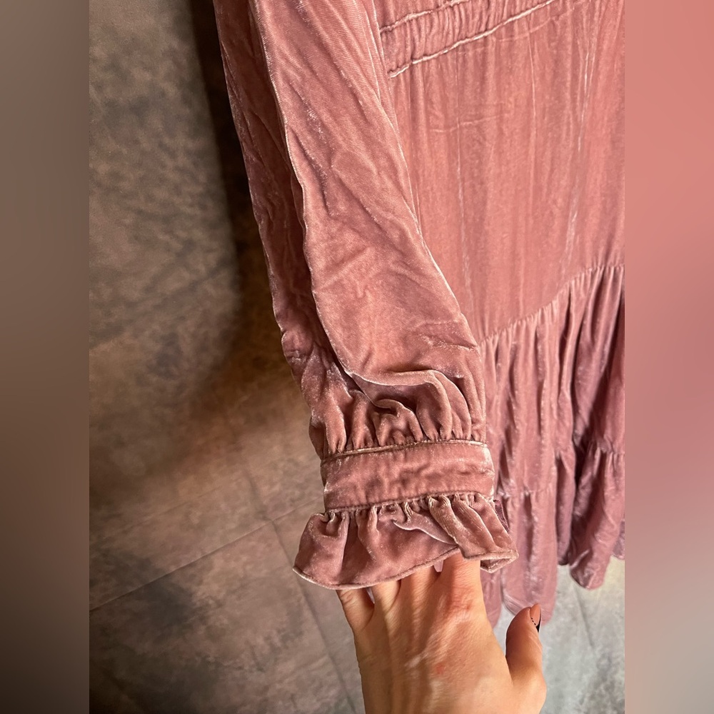 Free People Dusty Pink Velvet Long Sleeve Duster - Picture 11 of 16